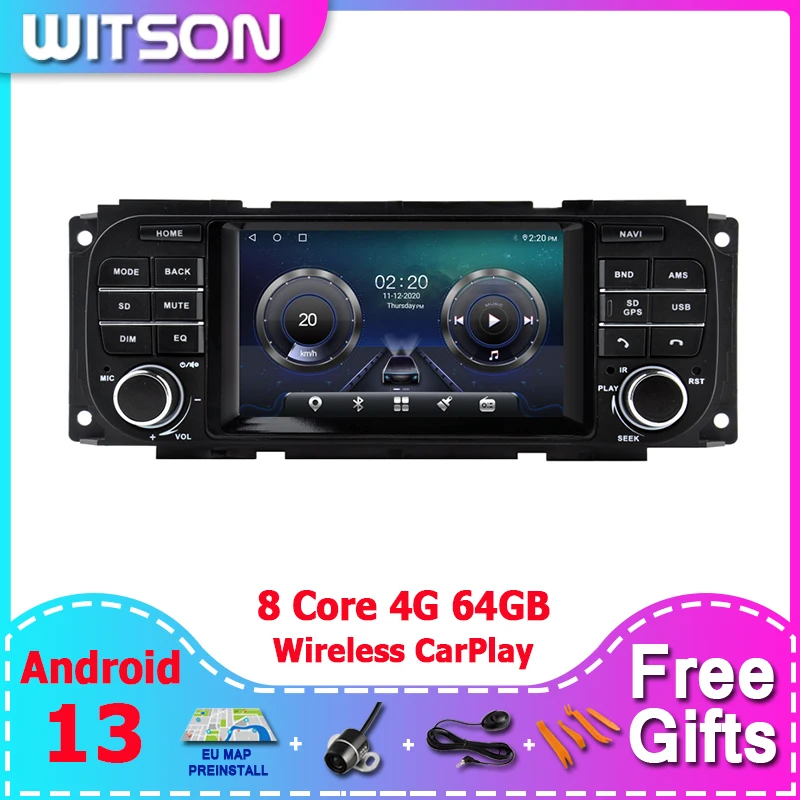 WITSON Android 13 автомобильный аудиоплеер для JEEP Grand Cherokee Liberty Wrangler Chrysler Dodge GPS DSP Carplay