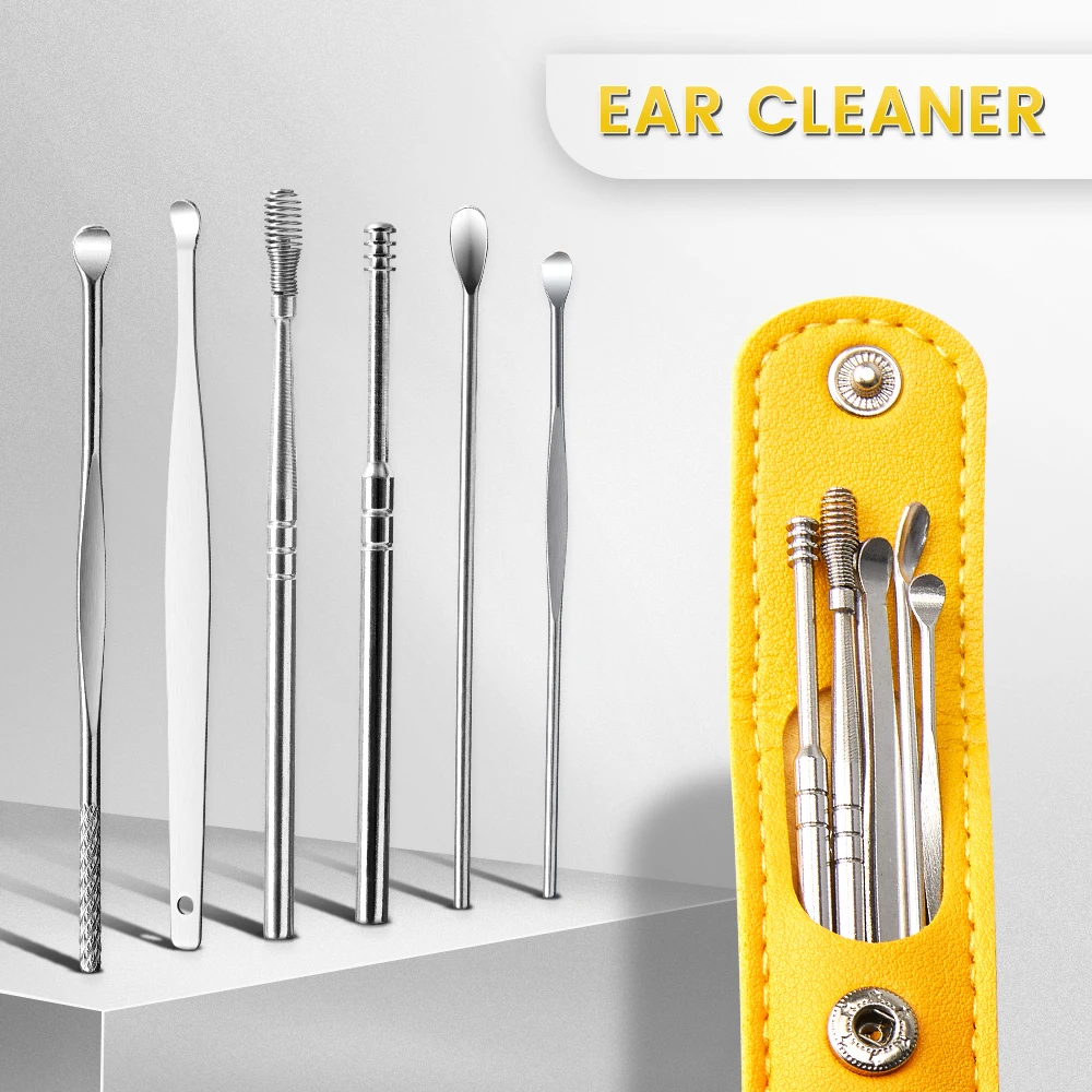 

Earpick Ear Cleaner Wax Removal Tool Safe Leather Pack Earwax Remover Ear Canal Cleaning Ear Stick Spring Free Brush