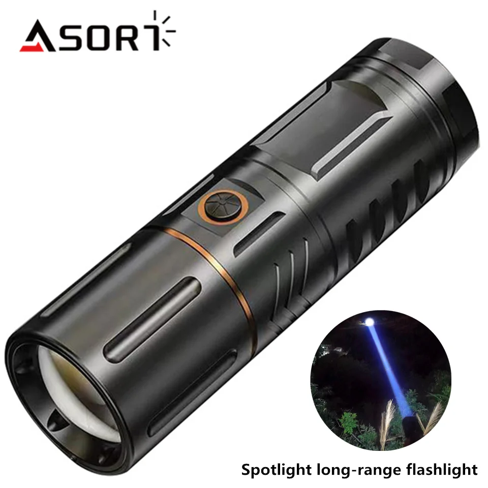 Strong Light Spotlight Long Range LED Flashlight Portable Charging High-power Torch Built-in 3*18650 Lithium Batteries