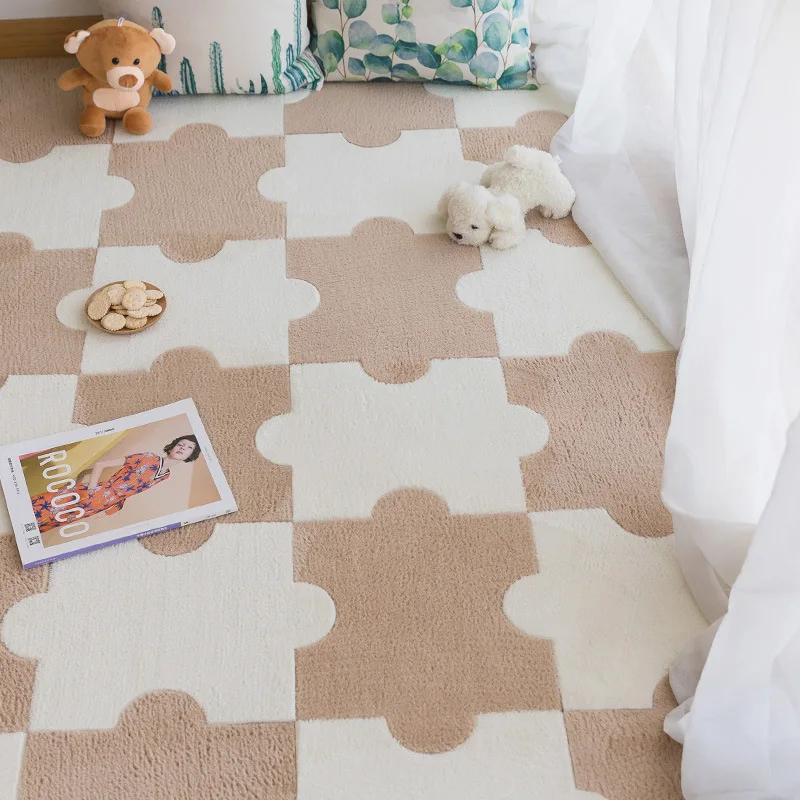 

Creative Style Carpets for Living Room Luxury Bedroom Decor Puzzle Shaped Rug Home Plush Floor Mat Fluffy Soft Washable Carpet