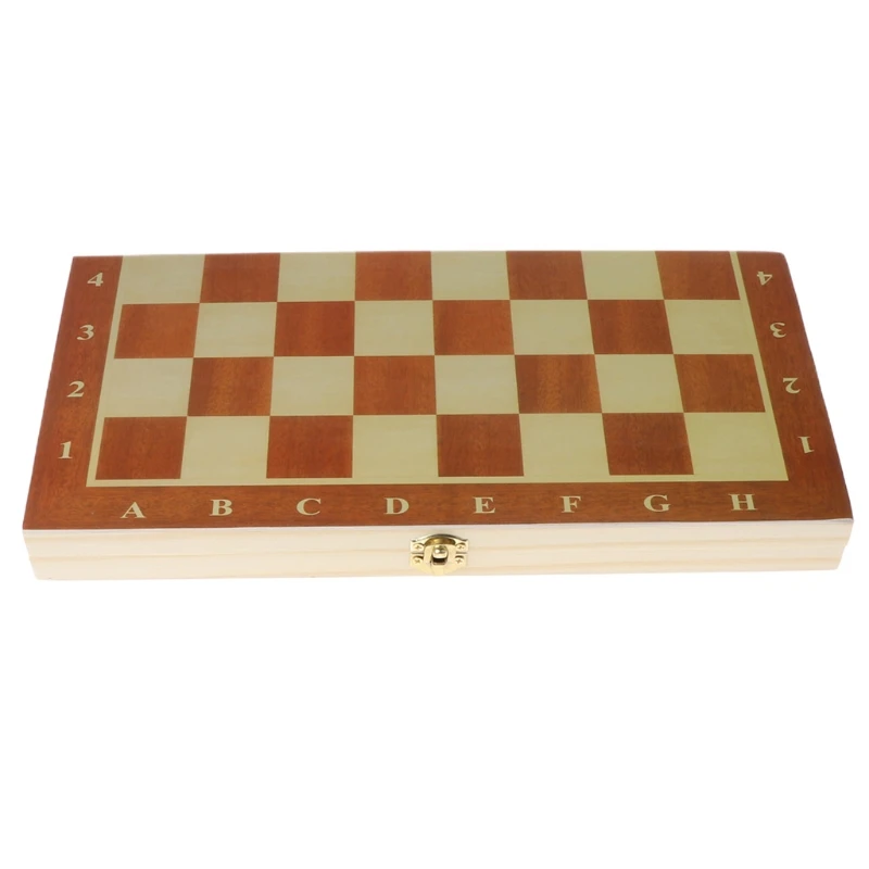 

Birthday Chesse International Chess Game Super Checkers 3 in 1 Chess Wooden Travel Chess Folding Chessboard Backgammon