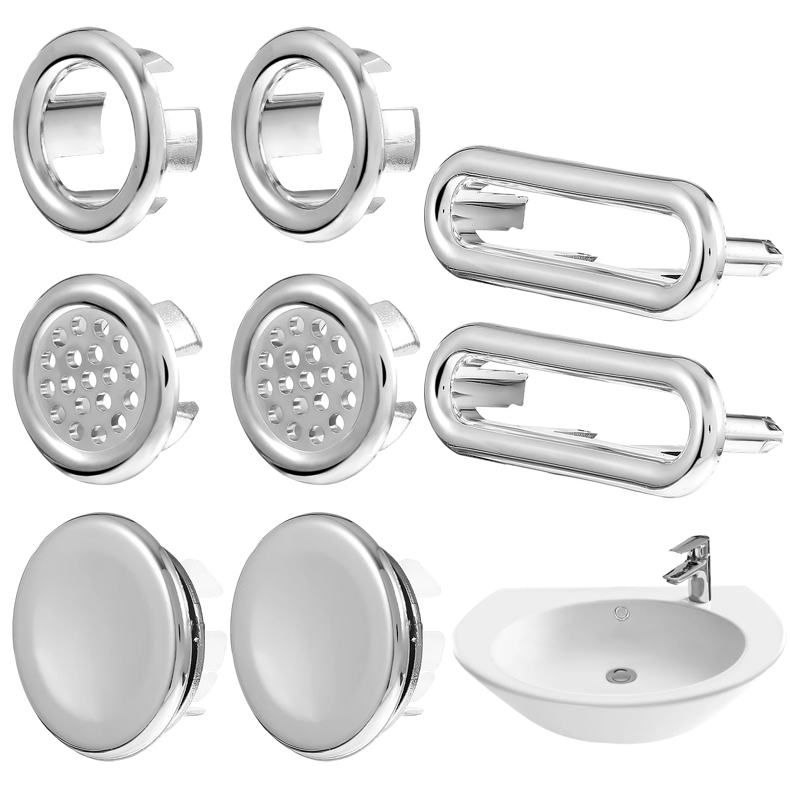 

Overflow Cover Sink Ring Bathroom Drain Basin Cap Hole Trim Tub Insert Kitchen Caps Oval Covers