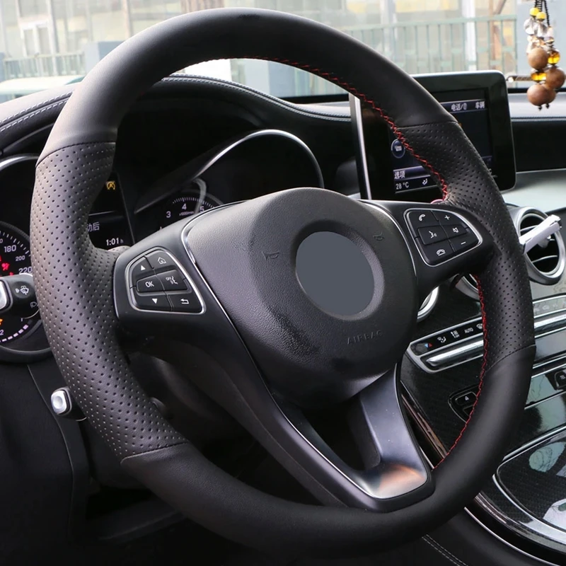

Hand Sewing Car Steering Wheel Cover For Chery Tiggo4 Tiggo 4 5X 2019 2018 2017 Customized Steering Wrap Genuine Leather