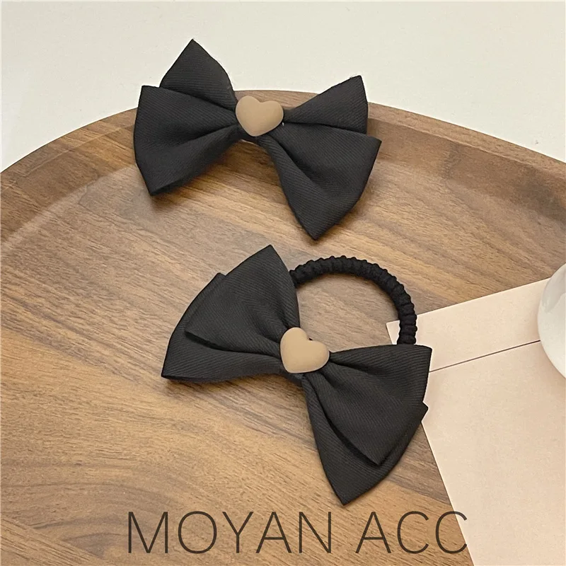 

Love black bow hair rope tied hair ponytail head rope female 2022 new net red hairpin clip on the back of the head