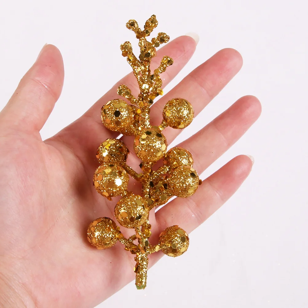 

12pcs Christmas Glitter Berry Berry Branches Ornaments for Christmas Wreath Christmas Tree ( )