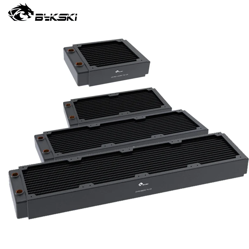 Медный компьютерный радиатор Bykski толщиной 40 мм 120/240/360/480 2 слоя 12 FPI с водяным