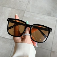 2022 new fashion large frame women sunglasses square luxury designer rice nail trendy uv protection gafas de sol