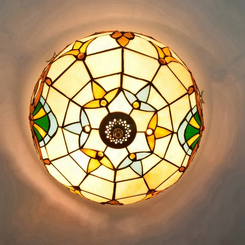 Ретро Тиффани Staiend стеклянный стиль барокко светодиодный потолочный светильник