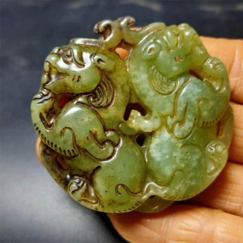 

Crafts Xiuyu Carving Elf Jade Pendant Double-Sided Work Pendant