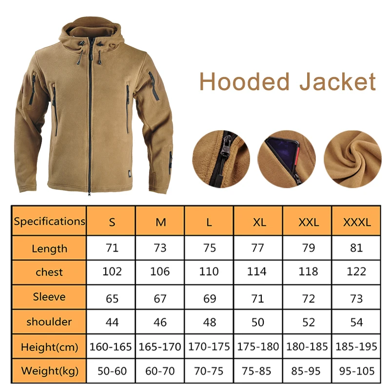 Мужская теплая флисовая куртка с капюшоном зимняя тактическая в стиле милитари