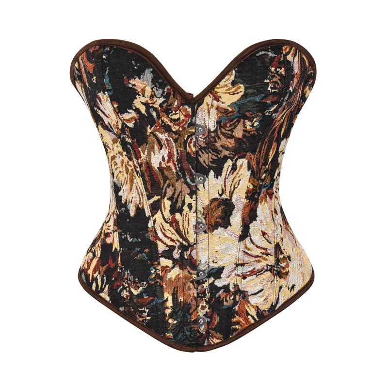 

Сексуальный женский цветочный винтажный корсет в стиле стимпанк, викторианский бюстье, женская одежда, корсет, корсеты, черный топ для похудения