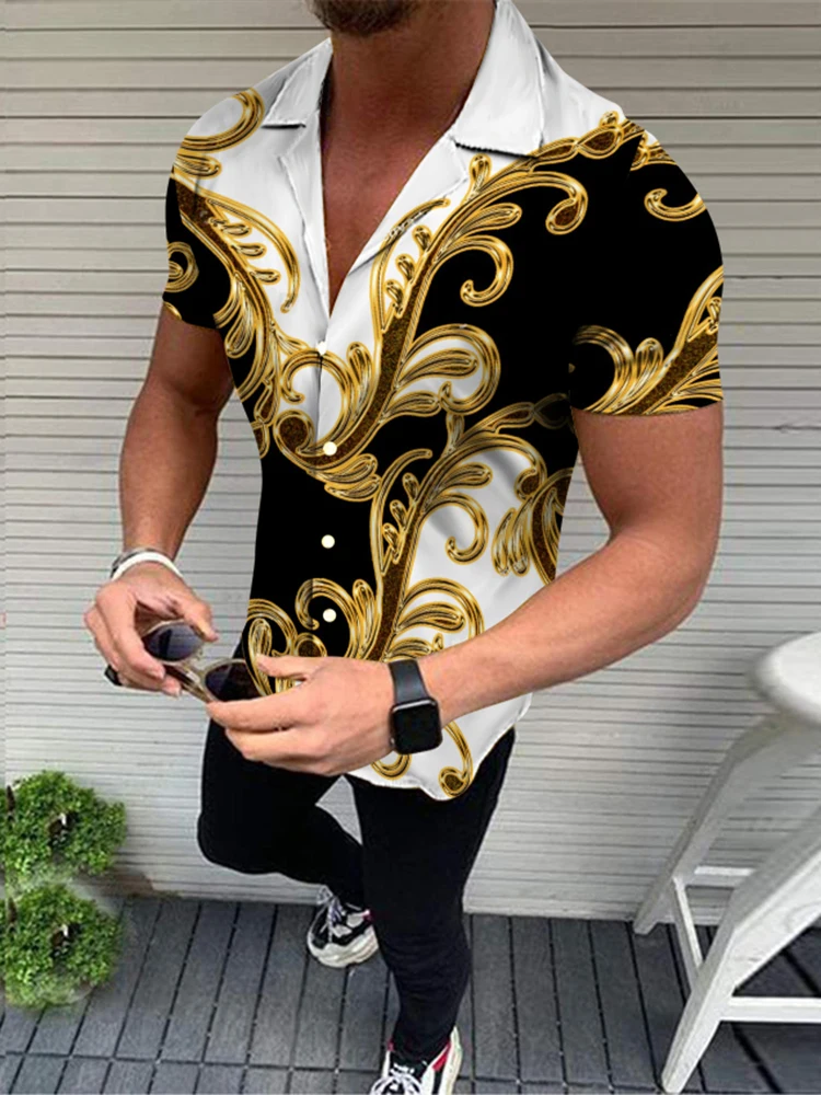 Мужская пляжная рубашка с короткими рукавами элегантная Гавайская Классическая