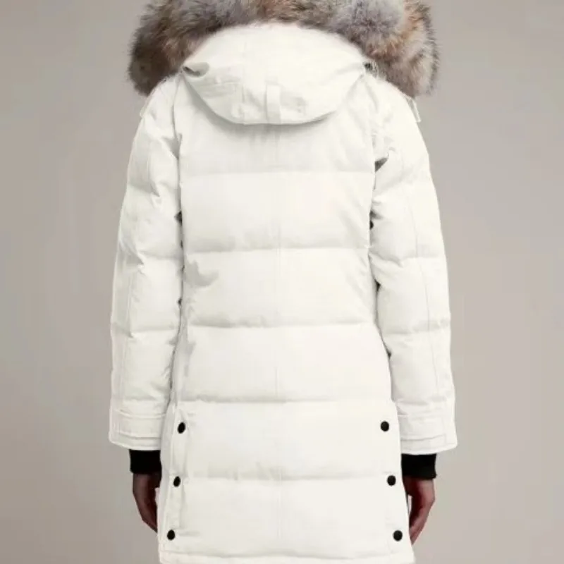 Зимний женский пуховик с волнистым воротником и капюшоном теплое пальто модное