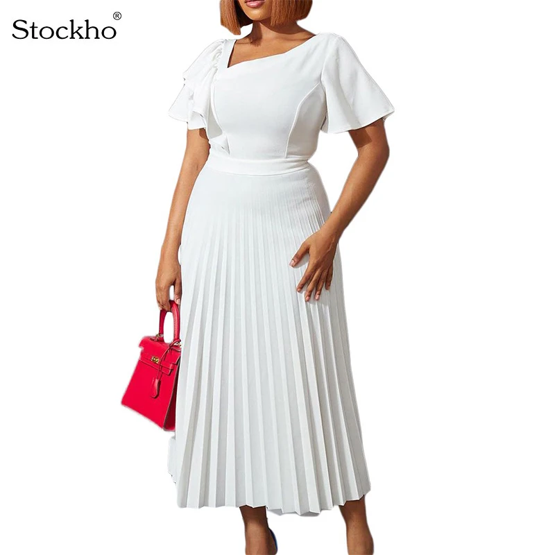 Womens Summer Chiffon Dresses European Plus Size Long Dresses Fashion Pleated Belt Wedding Shirts Womens Bottoming Skirts