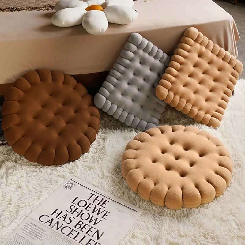 

Cute INS Cookie Simulation Food Toy Stuffed Plush Biscuit Throw Pillow Chair Cushion Home Office Decoration