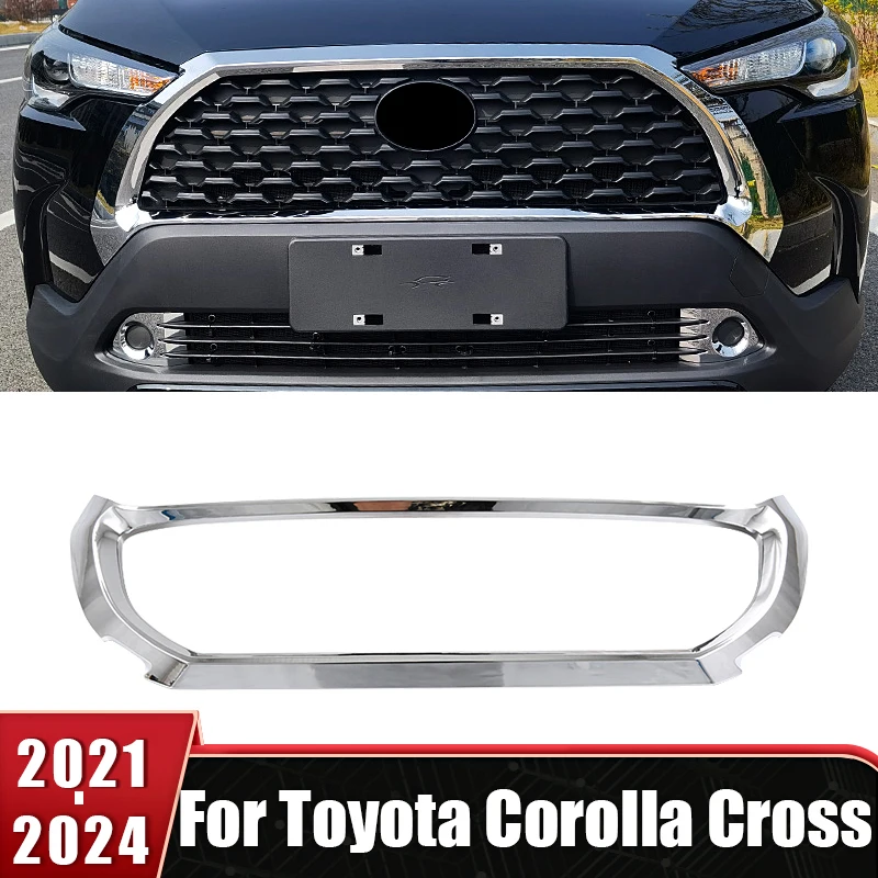 

Front Bumper Mesh Grille Trim For Toyota Corolla Cross XG10 2021 2022 2023 2024 Hybrid ABS Middle Mesh Modified Car Accessories