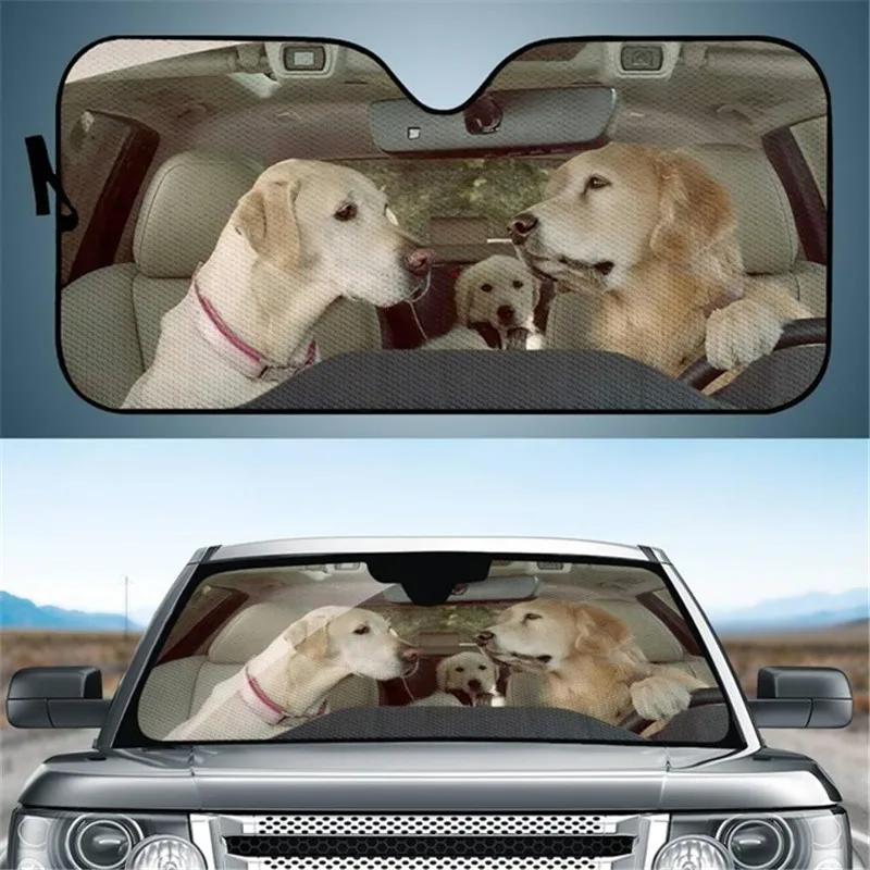 Funny Animal Dog/Cat/Alpaca Pattern Car Shades for Front Windows Stylish Car Sun Shade Windshield Durable Car Sunshade Cover