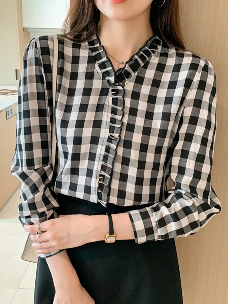 Женская Повседневная рубашка с длинным рукавом новый осенний Винтажный стиль 2023