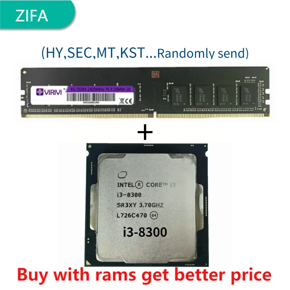 

DDR4 4G 2400Mhz with i3-8300 i3 8300 3.7 GHz Quad-Core Quad-Thread CPU Processor 8M 62W LGA 1151
