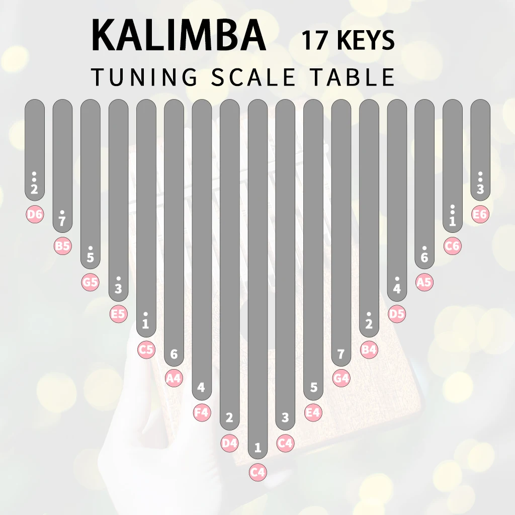Mugig  Kalimba 17 Keys Thumb Piano Solid Wood Portable Mahogany Wooden African Kalimba Finger Piano Keyboard Instrument