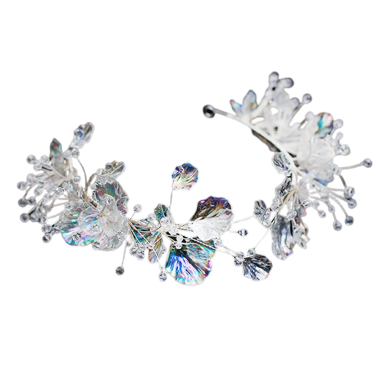 

Transparent Flower Crystal Headband Sparkling Crystals Luxurious Ornaments for Women Hairstyle Making Tool FS99