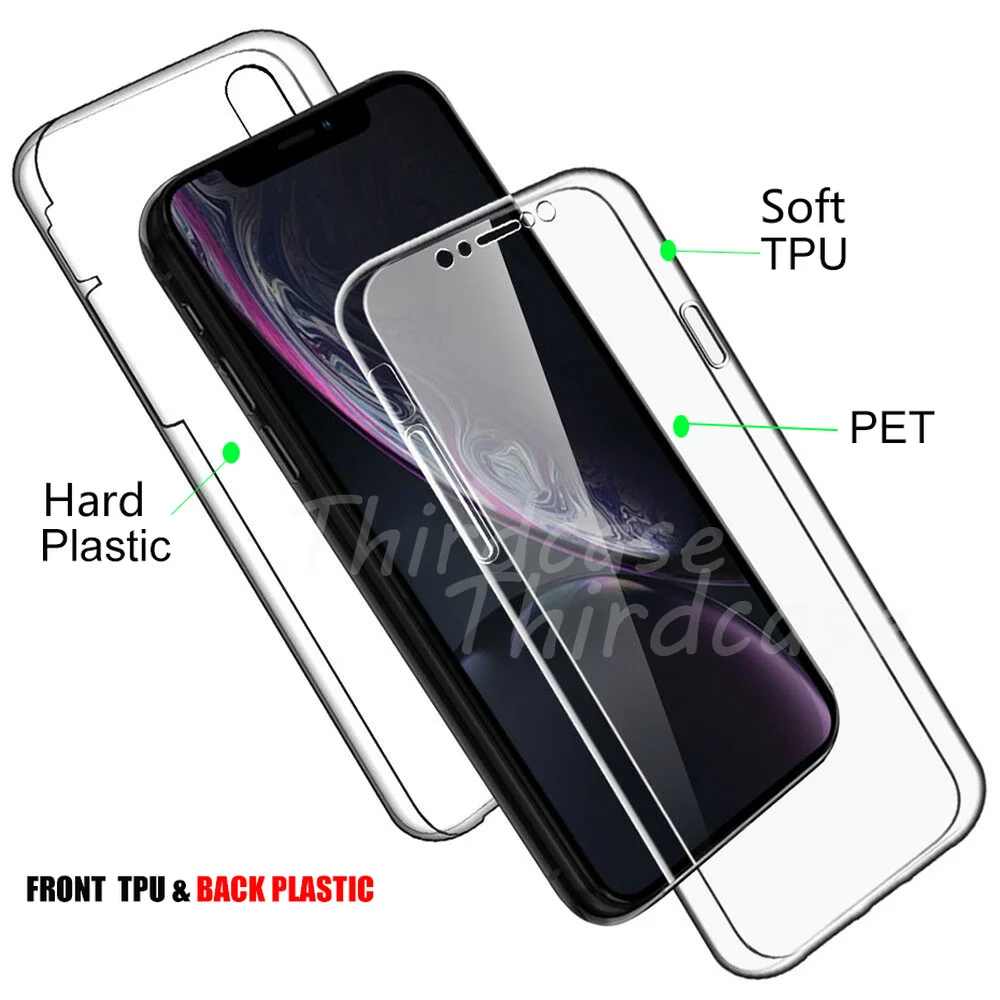 360 Full Body Shockproof Cover for iPhone 13 11 12 Pro XS Max 6S 7 8 Plus Double Layer Clear Case SE 2022 X XR Protector | Мобильные