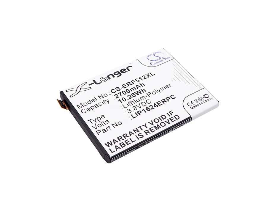 

Аккумулятор CS 2700 мА · ч/10,26 Вт · ч для Sony Ericsson F5121, F5122, Xperia X, Xperia X Dual 1300-3513, LIS1624ERPC