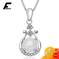 luxury necklace for women 925 silver jewelry accessories white cat eye stone pendant wedding engagement party gift wholesale