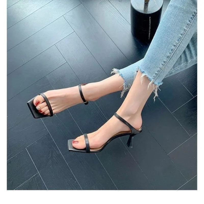

2023 Fashion Shoes for Women Modern Women's Slippers Slingbacks Thin Heels Women's High Heels Square Toe Heeled Slippers Ladies