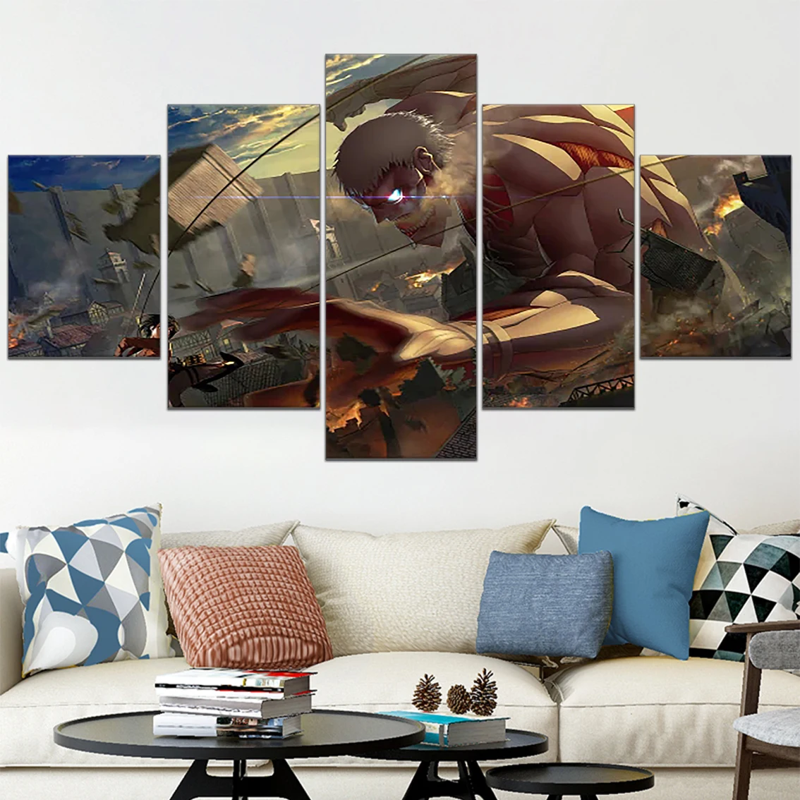 

5 Pieces Attack On Titan Wall Art Poster HD Print Anime Canvas Painting Mikasa Ackerman Shingeki No Kyojin Pictures Home Decor