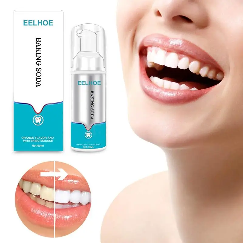 

60ml Teeth Cleansing Whitening Mousse Baking Soda Toothpaste Foam Toothpaste Removes Stains Fresh Breath Dental Care Tools