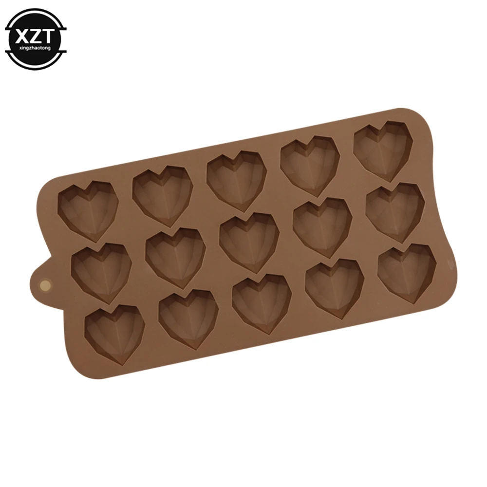 

15 Cavity Diamond Heart Silicone Chocolate Molds Candy Pastry Biscuit Baking Mold Cupcake Decoration Tools DIY Love Shape Mold