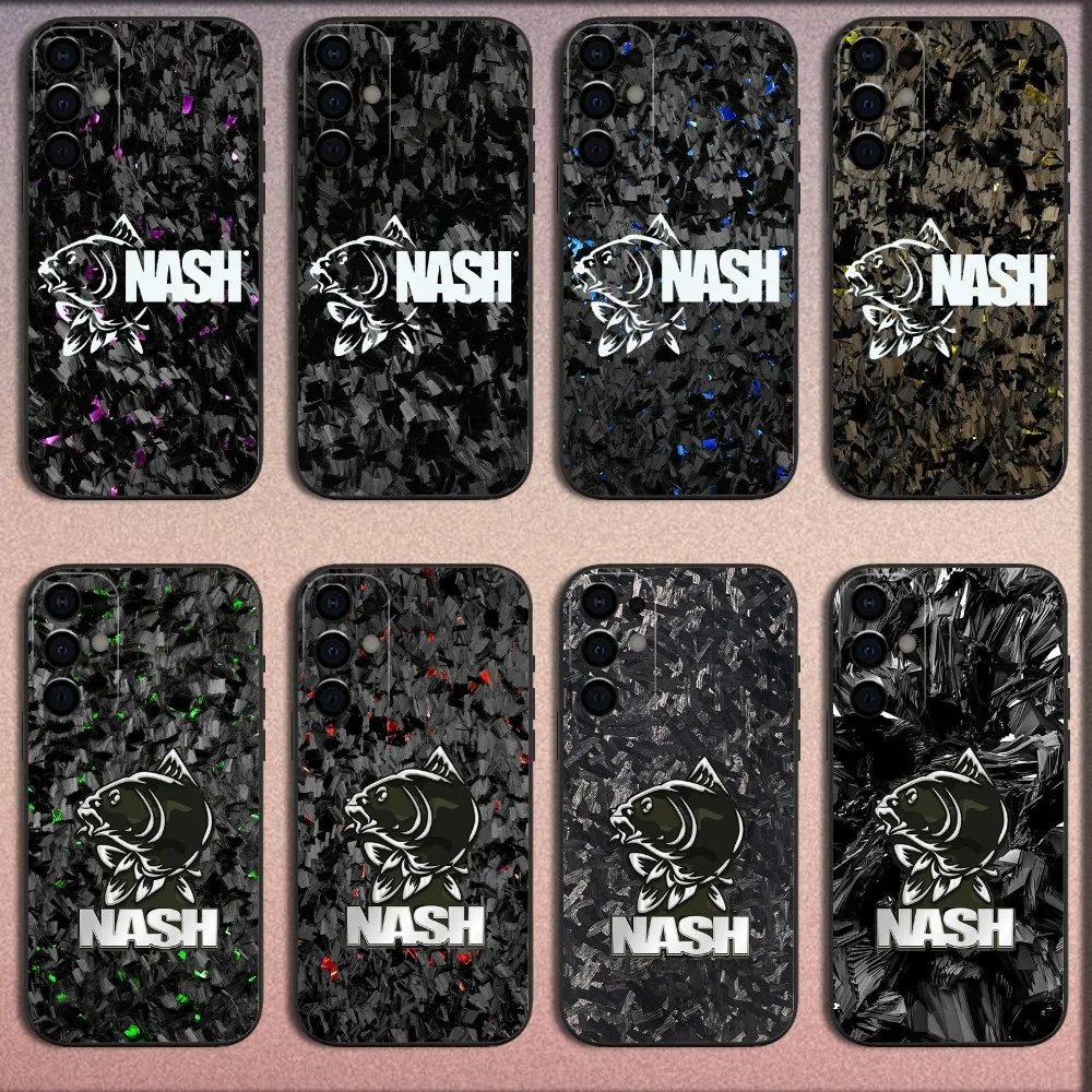 Carbon Fiber Pattern N-Nash Phone Case For Samsung S25 S24 S21 S22 S23 S30 Ultra S20 Plus Fe Lite Note 10 9 5G Black Soft Cover