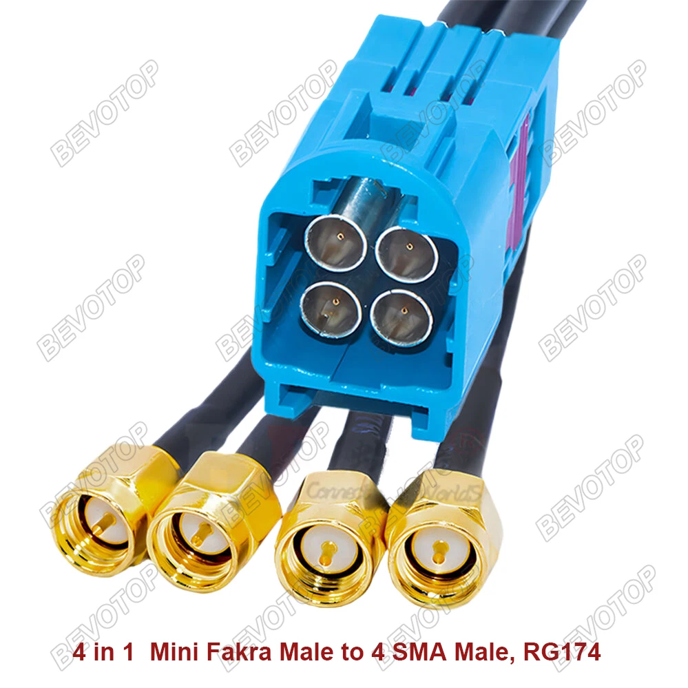 BEVOTOP Rosenberger Сменный 4-в-1 MINI FAKRA на 4 разъема SMA папа/гнездо RG174 коаксиальный кабель 50