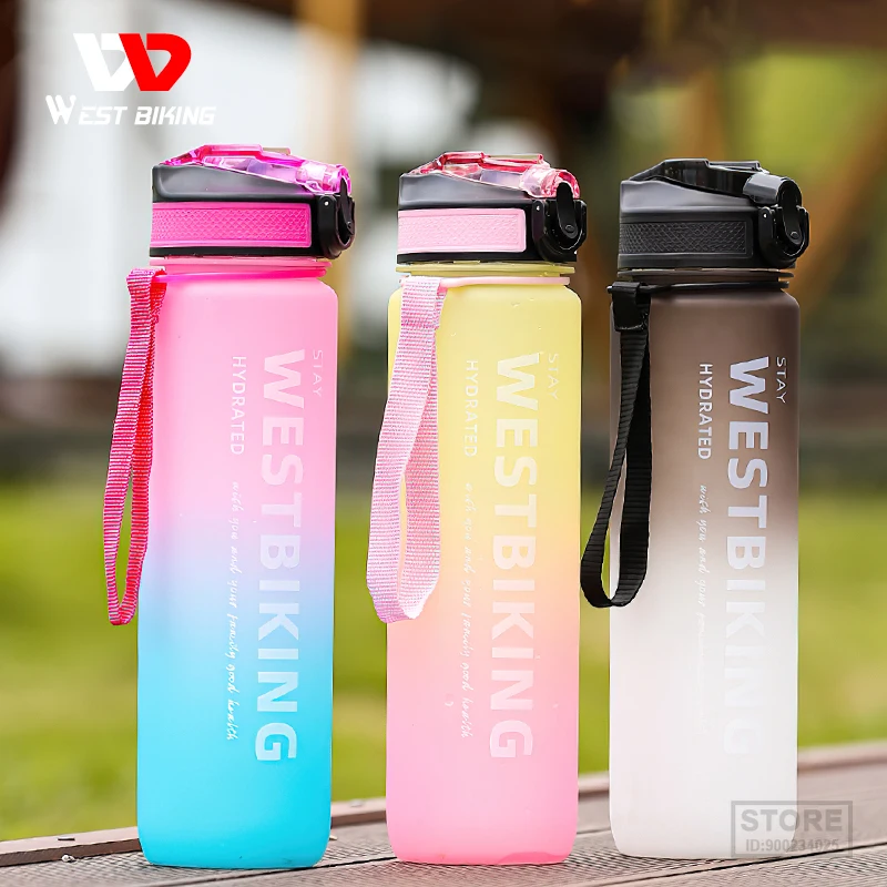 

WEST BIKING 1L Sport Water Bottles For Men Women Gradient Portable Bottle Outdoor Road Bike Cycling Running Gym Fitness Bottle