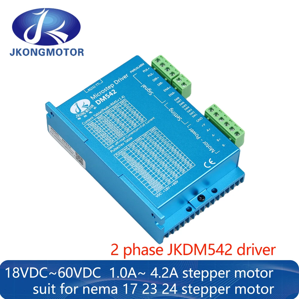 Драйвер шагового двигателя Jkongmotor DM542 Nema 23 24 для гибридного шагового двигателя 18в-60в 1.0A-4.2A