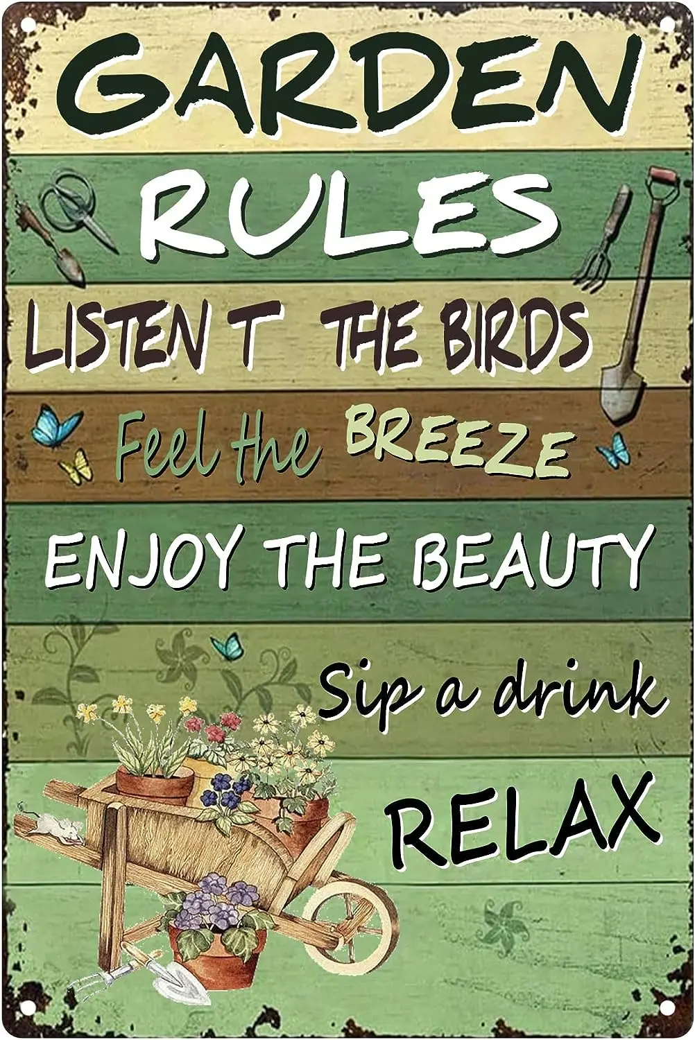 

Garden Rules Tin Sign Prints Family Backyard Decor Outdoor Decor Housewarming Feel The Breeze Enjoy The Beauty Garden Signs