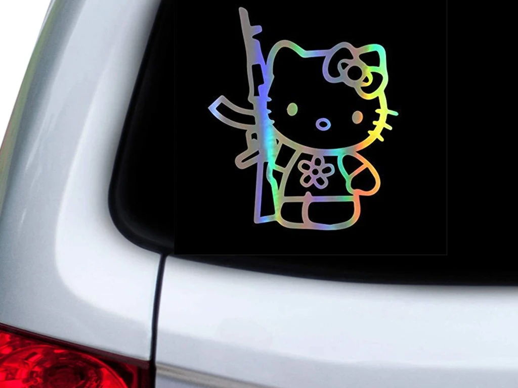 

Funny Car Sticker Kitty Cat Laser Decal Creative Accessories,13.5 * 16CM
