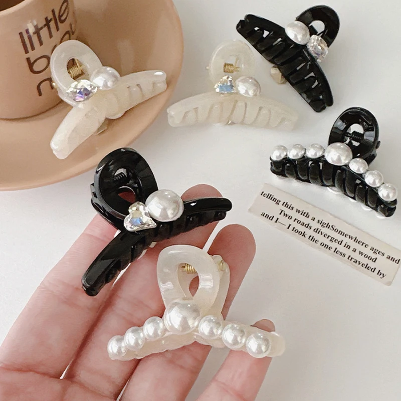 

Chic Crystal Zircon Pearls Mini Hair Clip for Girls Hairpins Women Sweet Small Hair Claw Side Bangs Clips Accessories Mujer