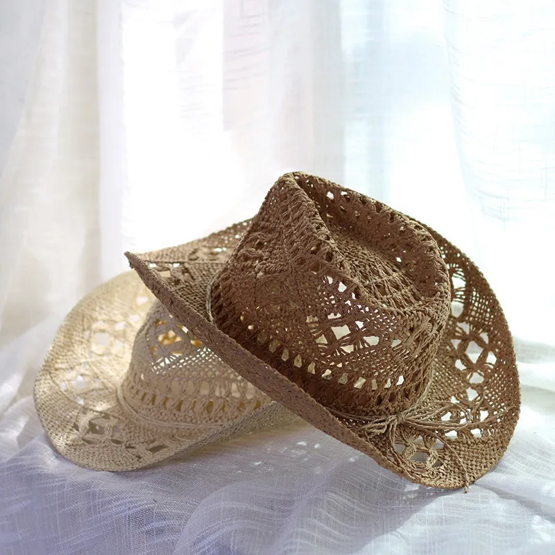 

Ковбойская соломенная шляпа в западном стиле, пляжные фетровые шляпы ручной работы, женская шляпа от солнца для мужчин и женщин, шляпы унисекс для защиты от солнца