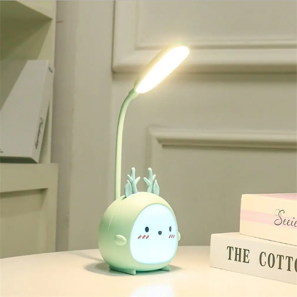 Cute Animal LED Desk Lamp Foldable Dimmable USB Powered Table Light Three-Color Temperature Adjustable Learning Portable |