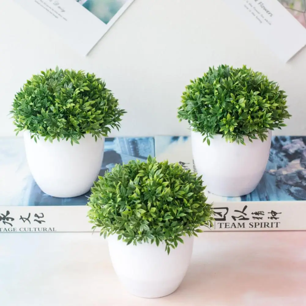 

Artificial Plants Potted Green Bonsai Small Tree Grass Plants Pot Ornament Fake Flowers Home Decor For Garden Wedding Decoration