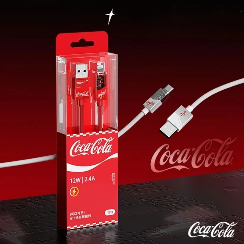 Фото Кабель для передачи данных Kawaii Cola Type C, 66 Вт, быстрая зарядка, плетеный шнур для Android, Apple, Xiaomi, Huawei, универсальный, 2026, в красивой подарочной коробке. №1