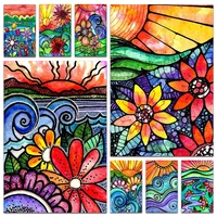 new diy diamond mosaic embroidery flowers sun sunset full diamond painting ocean lotus butterfly house cross stitch picture e153