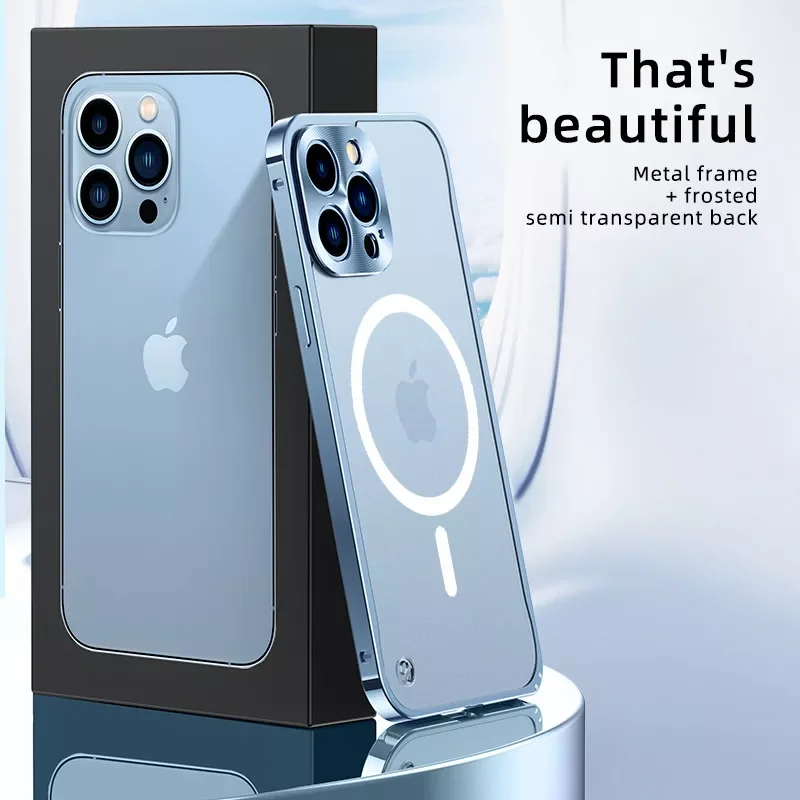 

Skeypaik Luxury Protection Wireless Charging Matte TPU Metal Mobile Phone Case For iPhone 13 Pro Max Mini Cellphone Back Covers