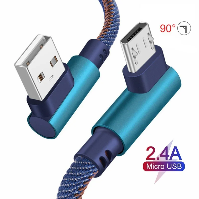 

Fast Charging Micro USB Cable 1m 2m Fast Charging 90 Degree L Shape Cord for iPhone Huawei P30 20 Pro Type C Phone Charge QC2.0