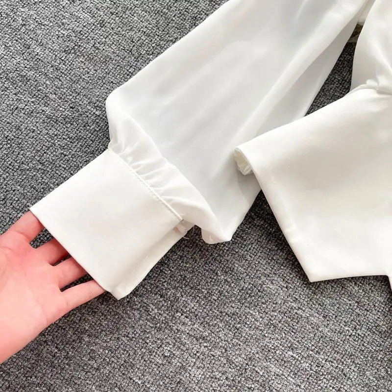 Женская повседневная блузка Leftstud с пышными рукавами воротником-поло на