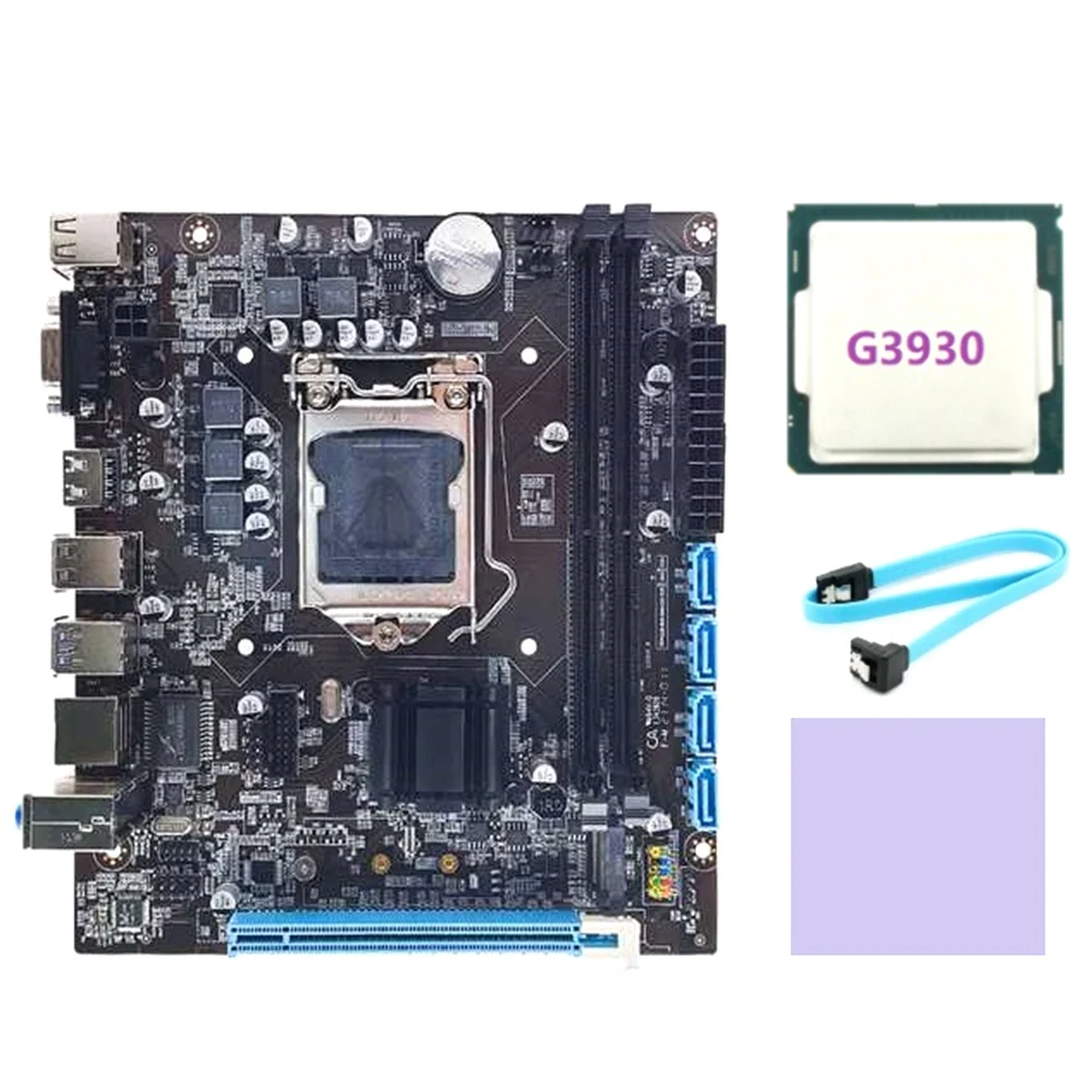 

H110 Computer Motherboard Supports LGA1151 6/7 Generation CPU Dual-Channel DDR4 Memory+G3930 CPU+SATA Cable+Thermal Pad
