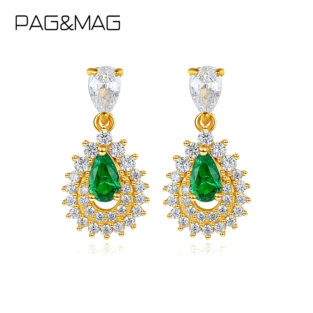 

Luxury S925 Sterling Silver Green Morganite Stud Earrings for Women 2022 Gold Plated Stud Crystal Diamond Gemstone Jewellery