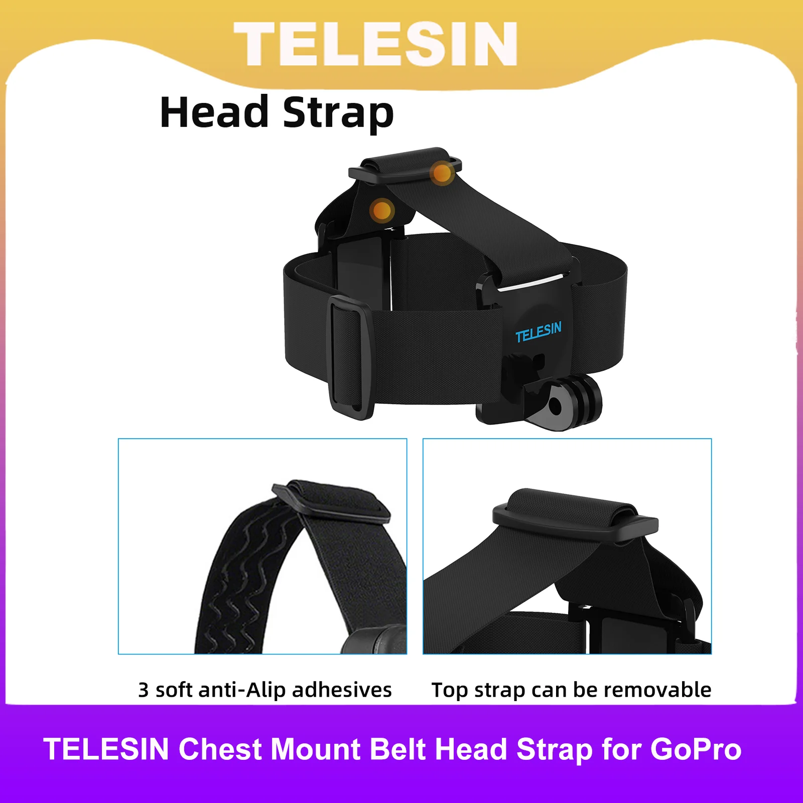 

TELESIN Chest Mount Belt Head Strap for GoPro Hero 11 10 9 8 7 6 5 Insta360 SJCAM EKEN DJI Action Camera Accessories